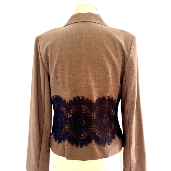 Designer Jacket in Brown & Black Lace Accent L - NWOT - Picture 3 of 11